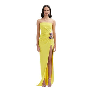 Oscar de la Renta Women's Canary Yellow Strapless Gown Yellow Size 10